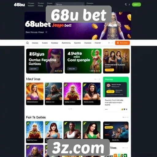Navegação e design do site 68u bet